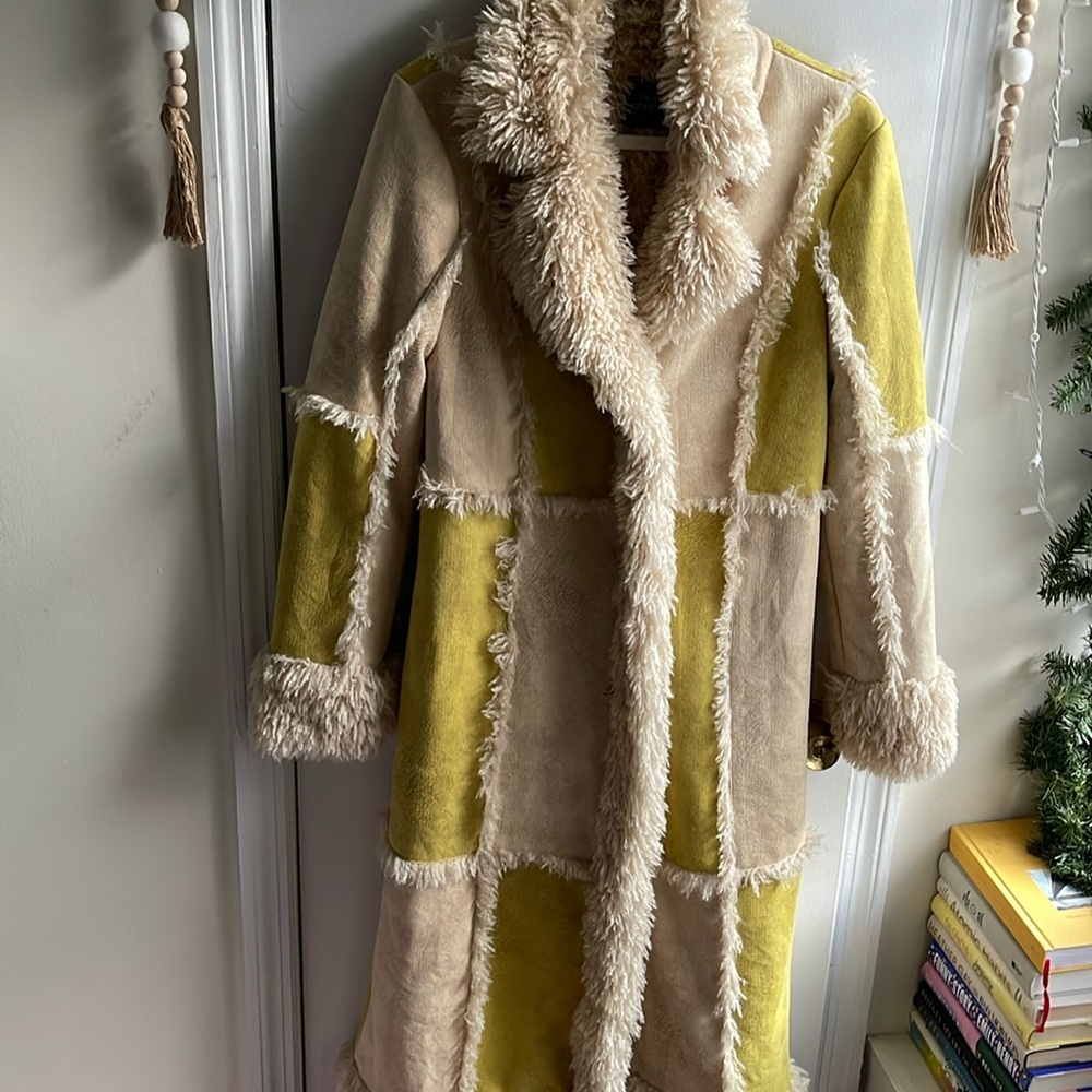 Urban Outfitters Amelia Faux Fur Trim Overcoat